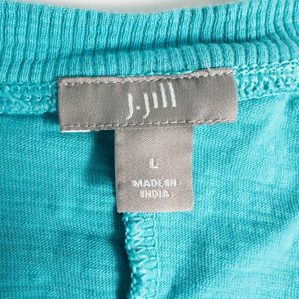 J Jill Cotton Slub Knit Ribbed T Shirt Dress Large Casual Coastal Beach Lounge - Picture 3 of 12